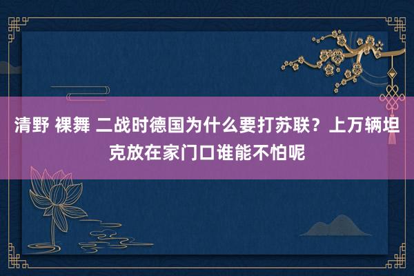 清野 裸舞 二战时德国为什么要打苏联？上万辆坦克放在家门口谁能不怕呢