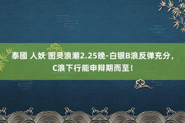 泰國 人妖 图灵浪潮2.25晚-白银B浪反弹充分，C浪下行能申辩期而至！