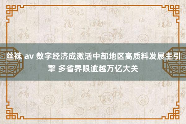 丝袜 av 数字经济成激活中部地区高质料发展主引擎 多省界限逾越万亿大关