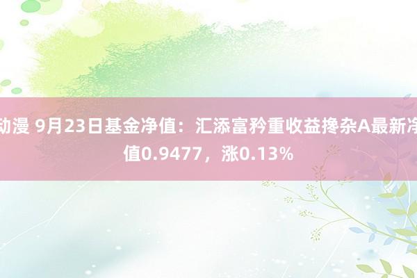 动漫 9月23日基金净值：汇添富矜重收益搀杂A最新净值0.9477，涨0.13%