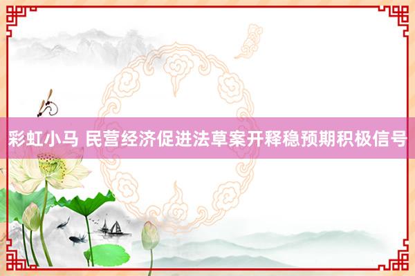 彩虹小马 民营经济促进法草案开释稳预期积极信号