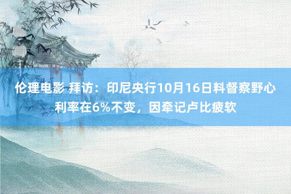 伦理电影 拜访：印尼央行10月16日料督察野心利率在6%不变，因牵记卢比疲软