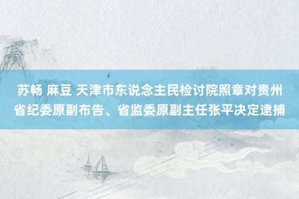 苏畅 麻豆 天津市东说念主民检讨院照章对贵州省纪委原副布告、省监委原副主任张平决定逮捕