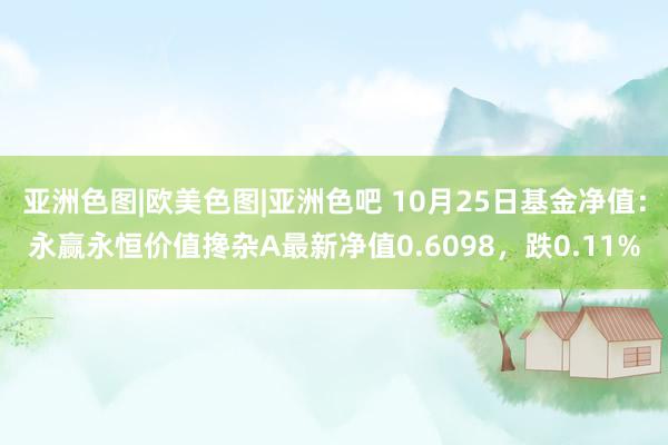 亚洲色图|欧美色图|亚洲色吧 10月25日基金净值：永赢永恒价值搀杂A最新净值0.6098，跌0.11%