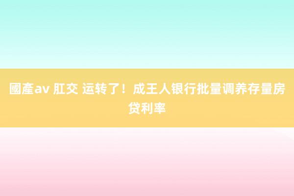 國產av 肛交 运转了！成王人银行批量调养存量房贷利率