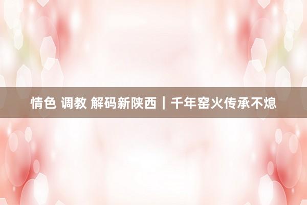 情色 调教 解码新陕西｜千年窑火传承不熄