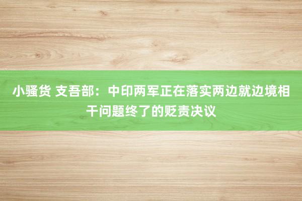 小骚货 支吾部：中印两军正在落实两边就边境相干问题终了的贬责决议