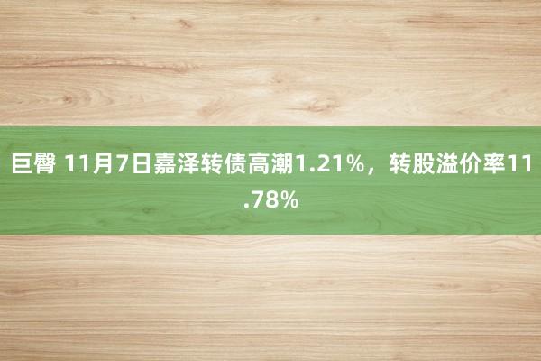 巨臀 11月7日嘉泽转债高潮1.21%，转股溢价率11.78%