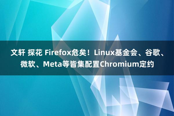 文轩 探花 Firefox危矣！Linux基金会、谷歌、微软、Meta等皆集配置Chromium定约